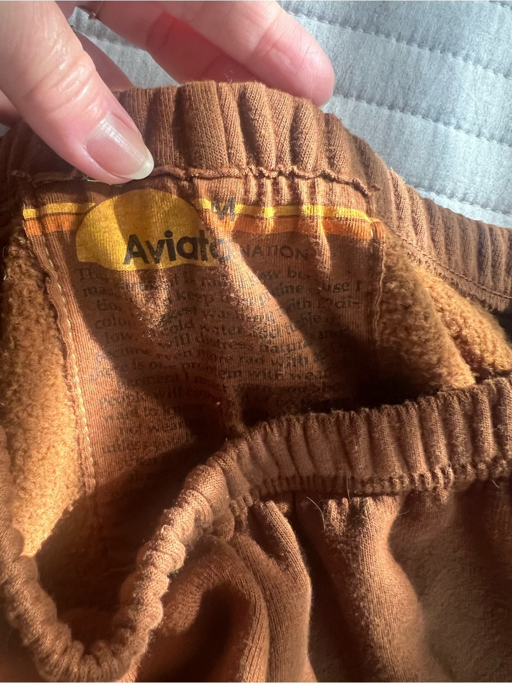 Aviator Nation Brown Track Pants with White Lightning Bolt - Picture 3 of 4